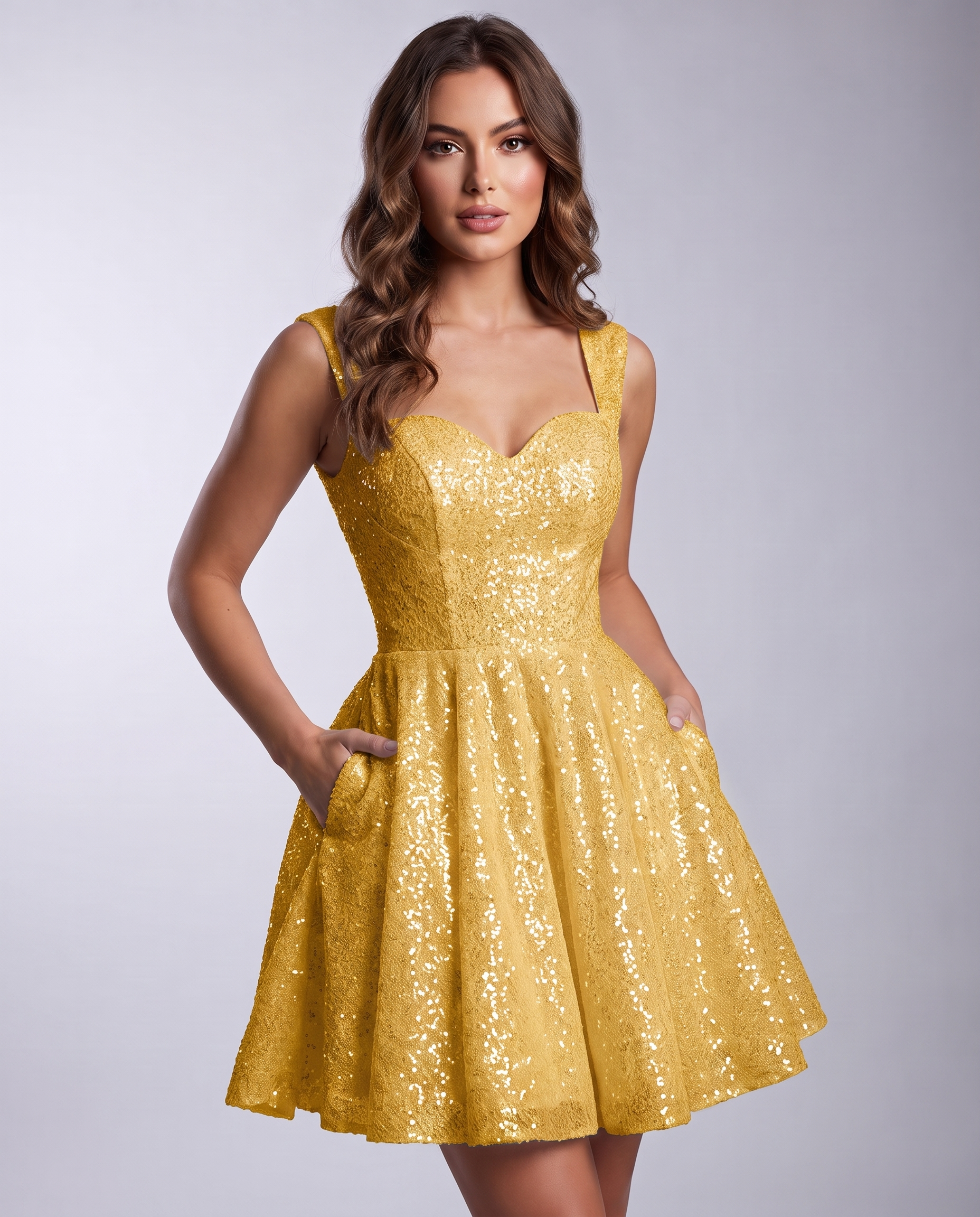 Sequined Tulle Sleeveless Sweetheart A-Line Mini Dress for Party, Cocktail, Prom, Evening, Summer & Wedding Guest Occasions i
