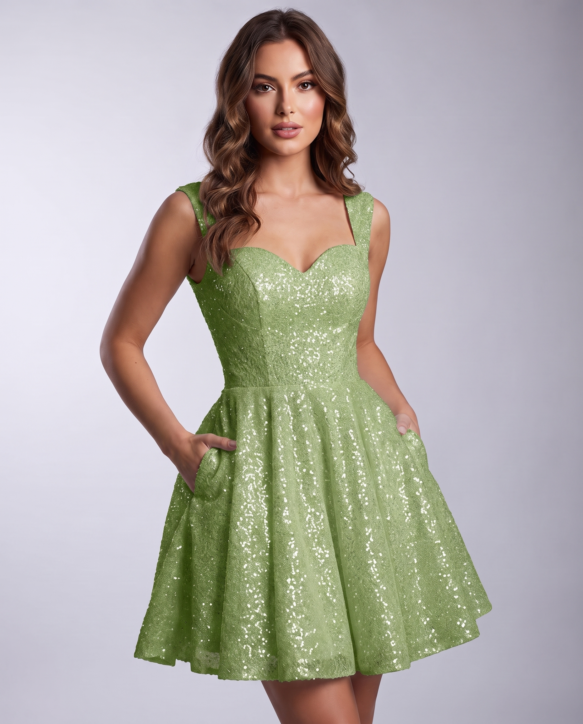 Sequined Tulle Sleeveless Sweetheart A-Line Mini Dress for Party, Cocktail, Prom, Evening, Summer & Wedding Guest Occasions i