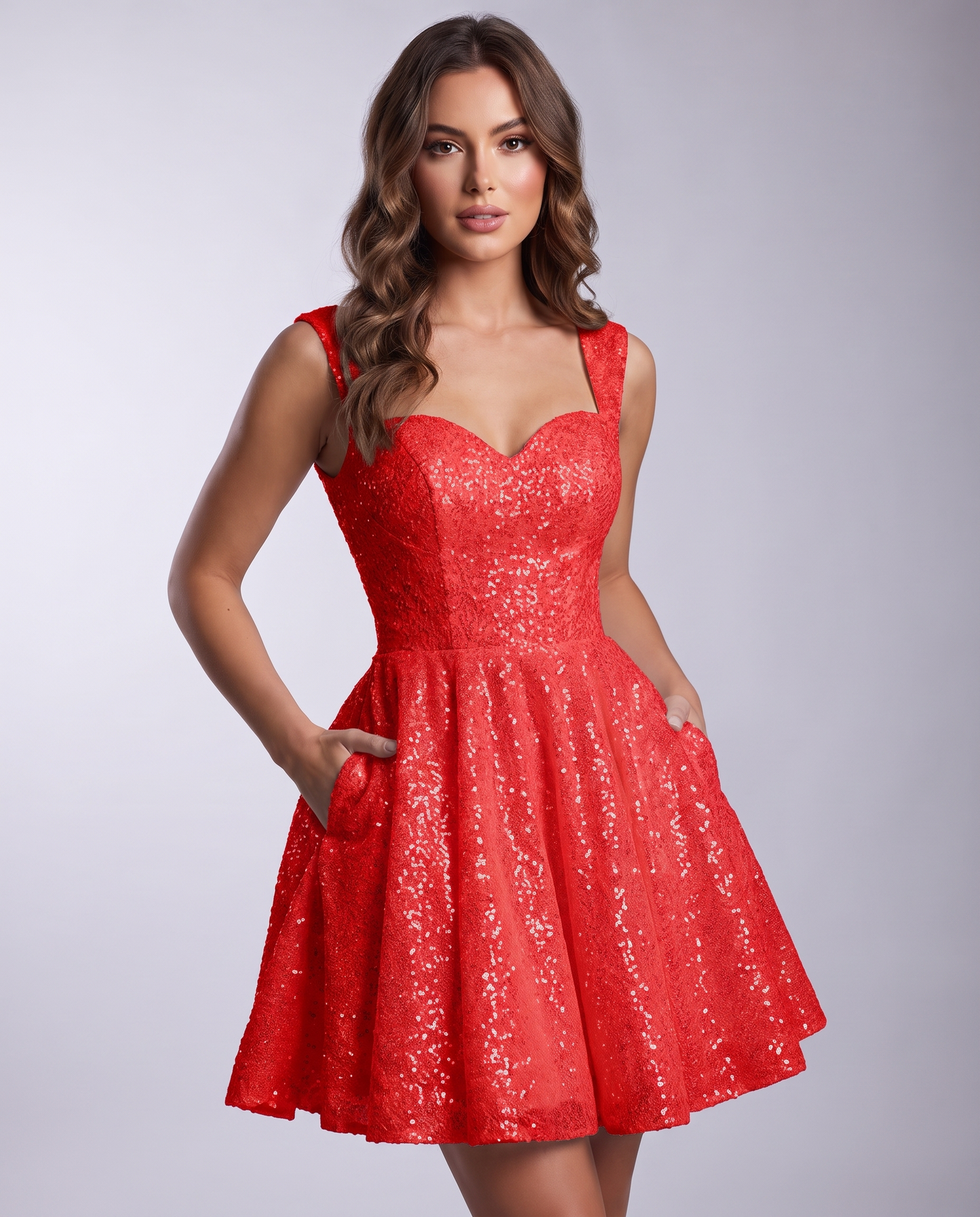 Sequined Tulle Sleeveless Sweetheart A-Line Mini Dress for Party, Cocktail, Prom, Evening, Summer & Wedding Guest Occasions i