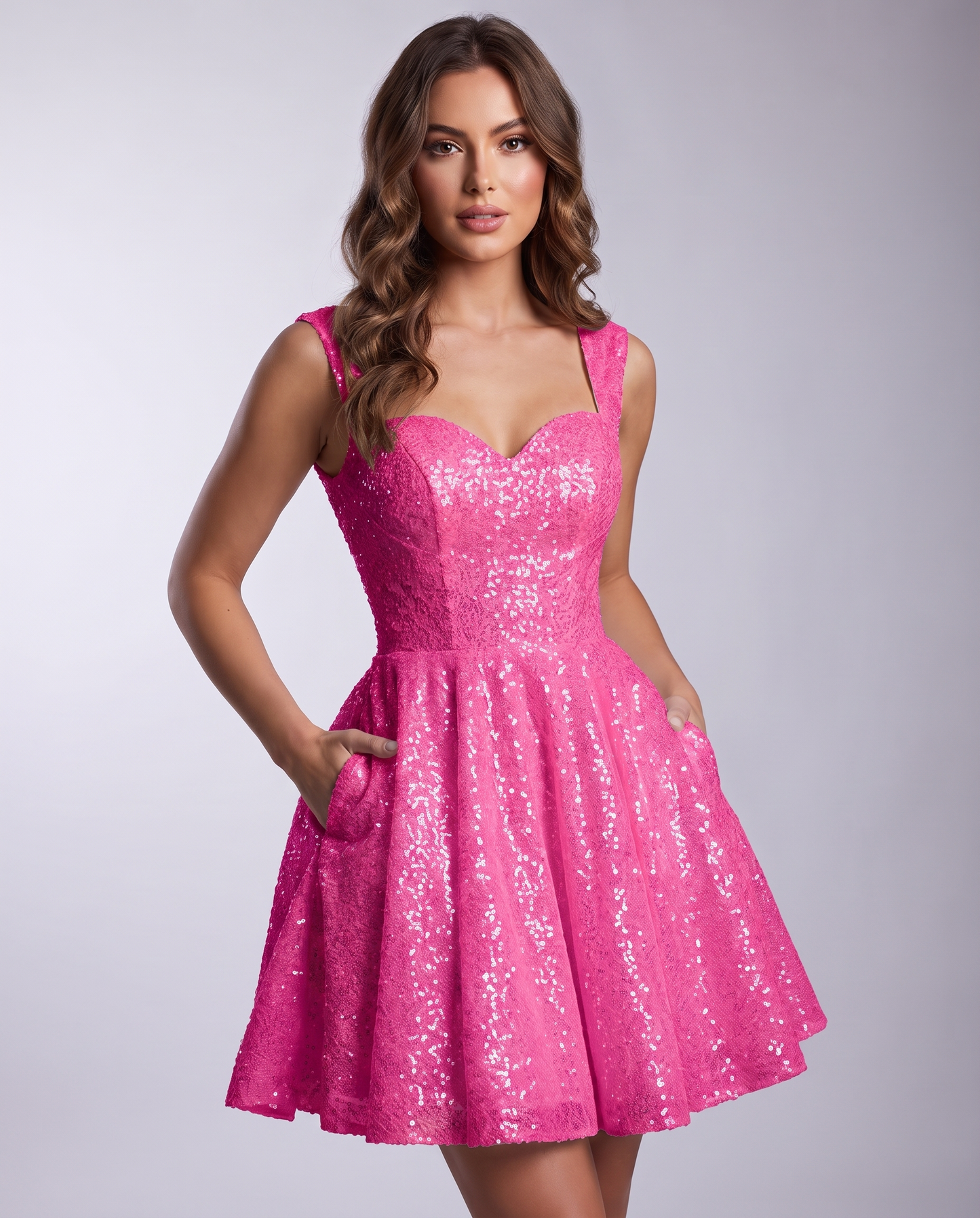 Sequined Tulle Sleeveless Sweetheart A-Line Mini Dress for Party, Cocktail, Prom, Evening, Summer & Wedding Guest Occasions i