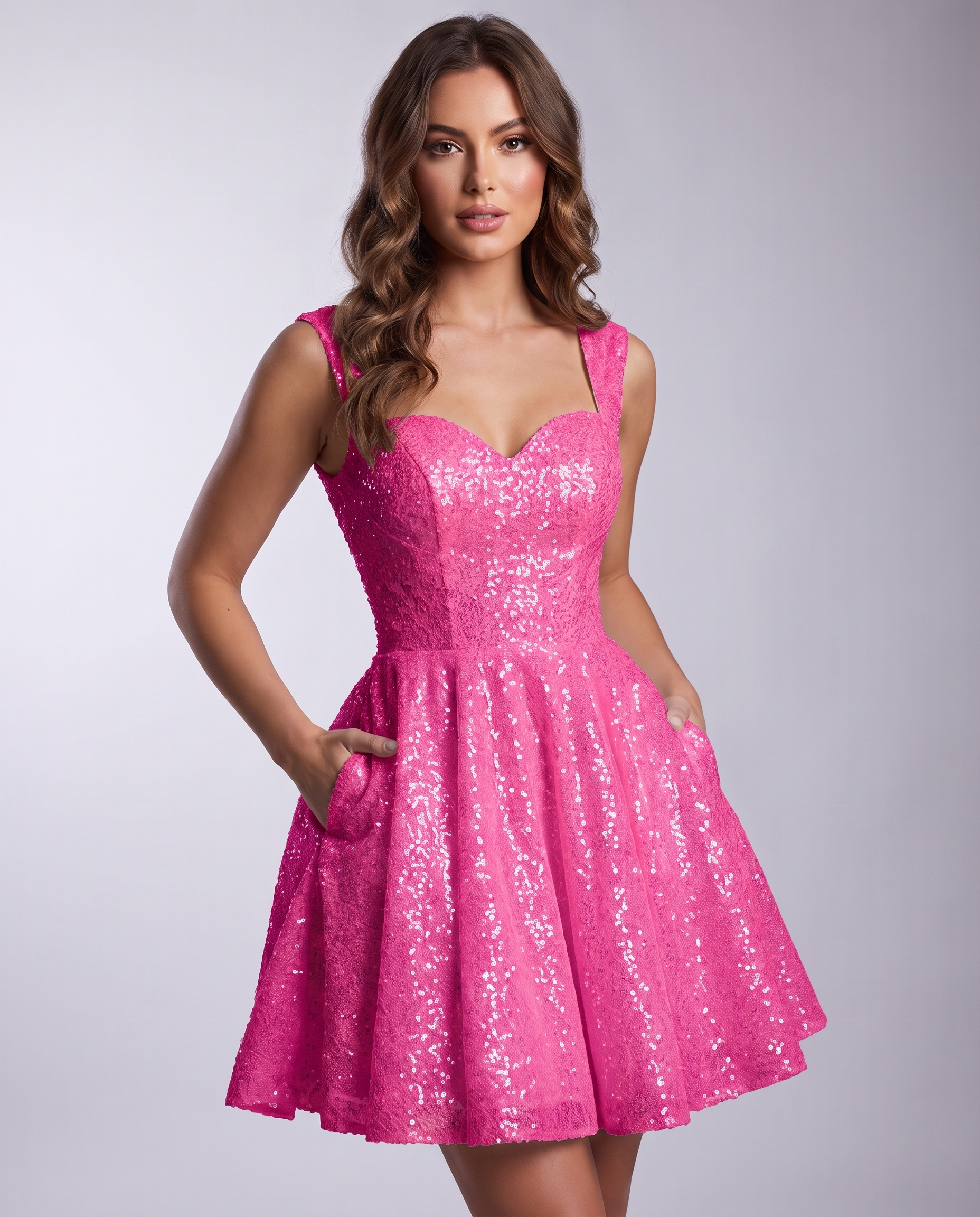 Sequined Tulle Sleeveless Sweetheart A-Line Mini Dress for Party, Cocktail, Prom, Evening, Summer & Wedding Guest Occasions i
