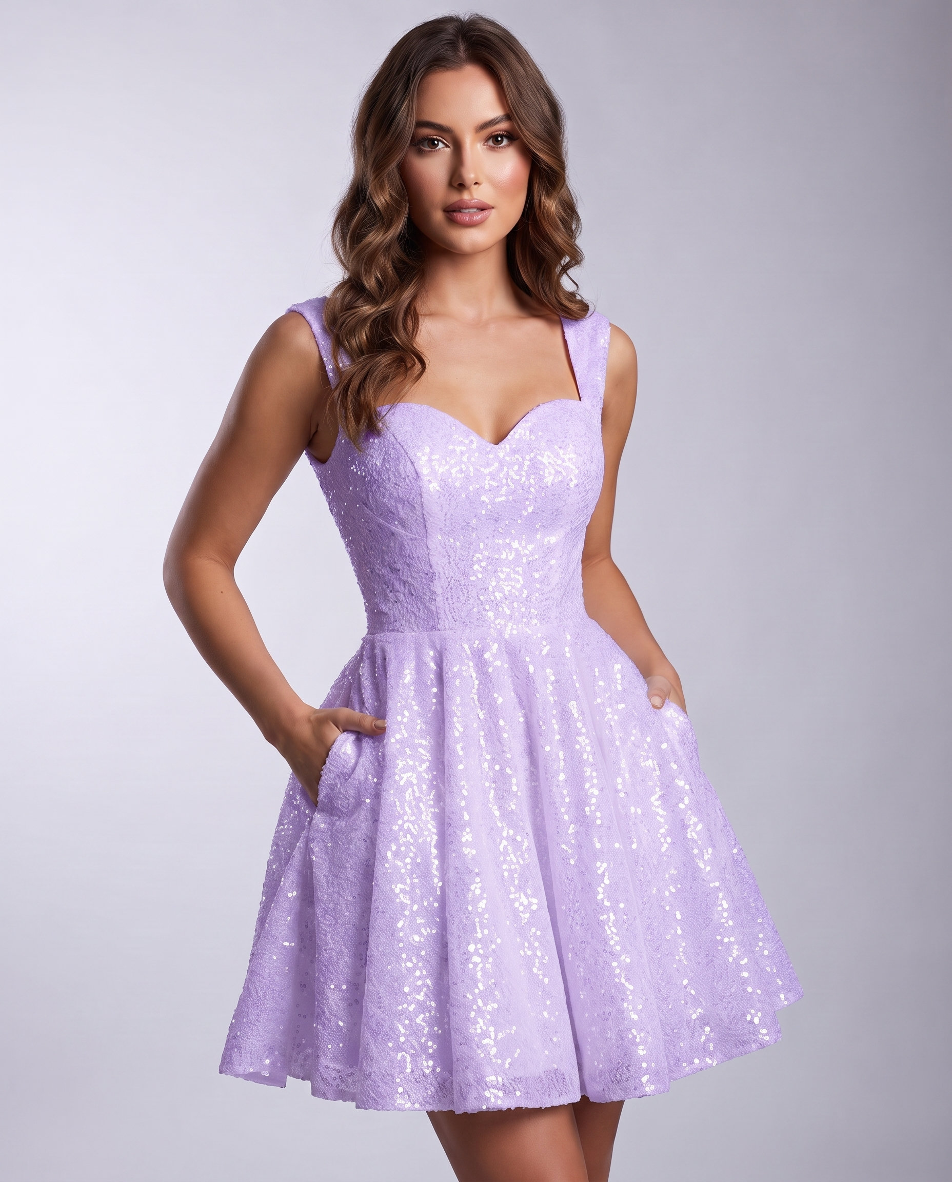 Sequined Tulle Sleeveless Sweetheart A-Line Mini Dress for Party, Cocktail, Prom, Evening, Summer & Wedding Guest Occasions i