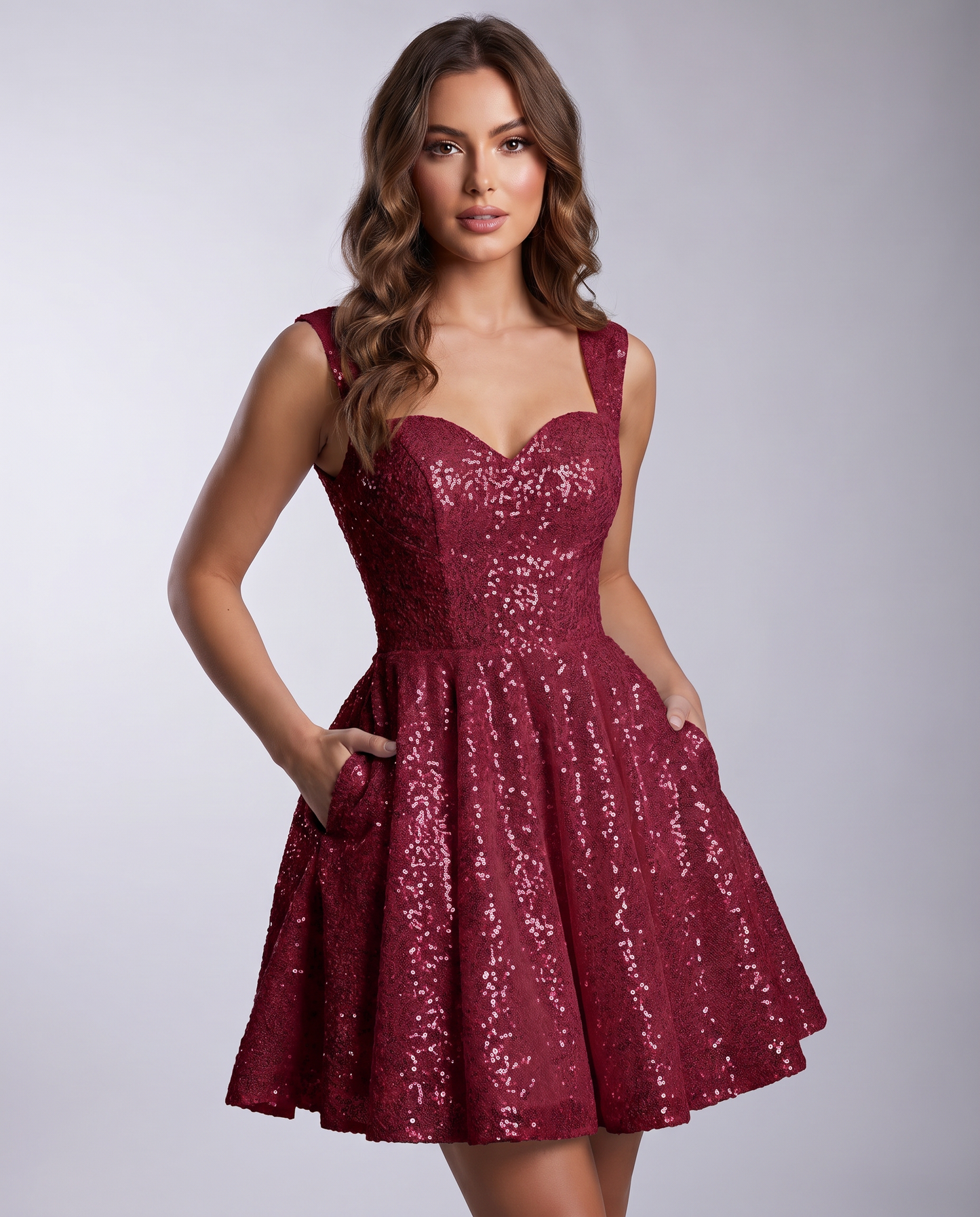 Sequined Tulle Sleeveless Sweetheart A-Line Mini Dress for Party, Cocktail, Prom, Evening, Summer & Wedding Guest Occasions i