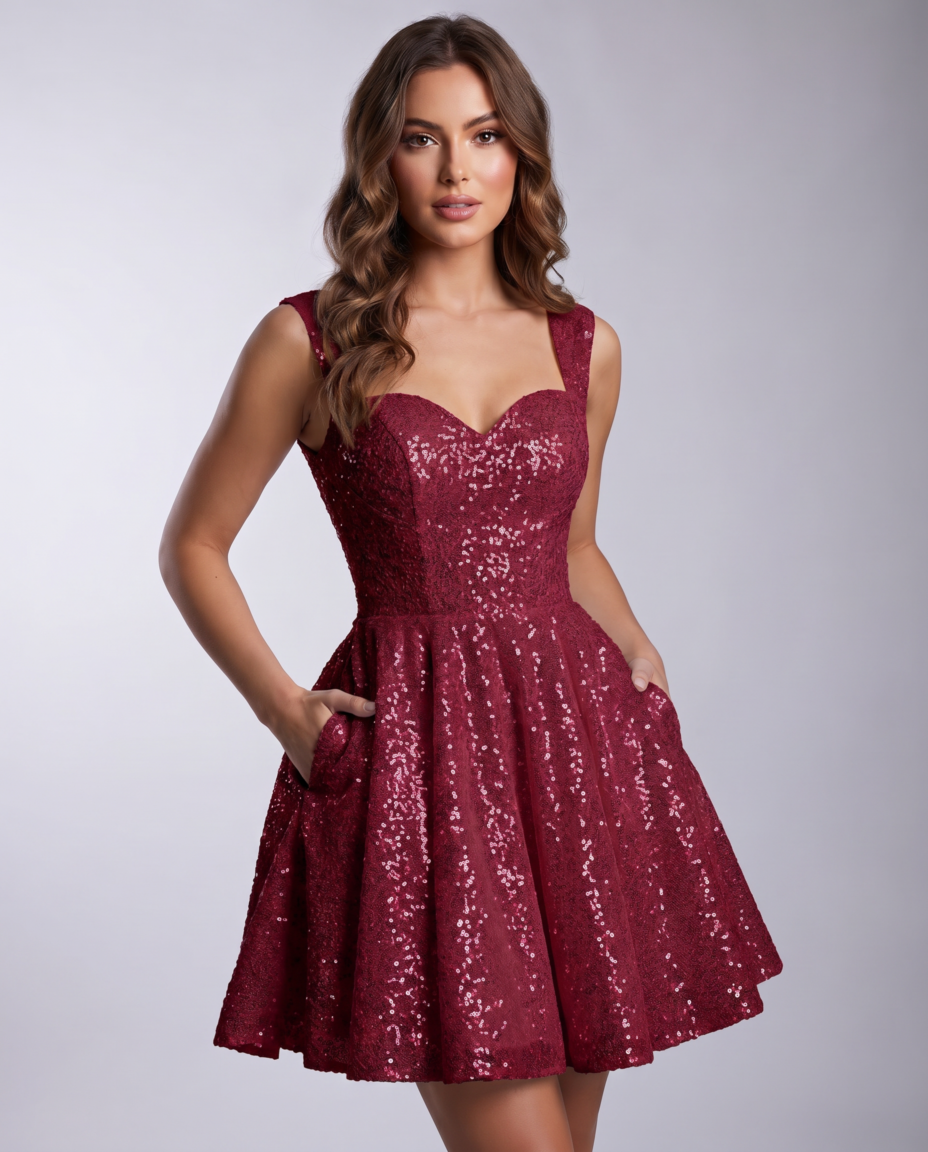 Sequined Tulle Sleeveless Sweetheart A-Line Mini Dress for Party, Cocktail, Prom, Evening, Summer & Wedding Guest Occasions i