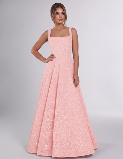 Blush Sequin Sleeveless Square Neck A-Line Maxi Dress | Ramblion | SKU: CMD-847362915408731-BLUSH-L,CMD-847362915408731-BLUSH-M,CMD-847362915408731-BLUSH-S,CMD-847362915408731-BLUSH-XL,CMD-847362915408731-BLUSH-XS