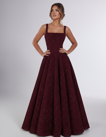 Burgundy Sequin Sleeveless Square Neck A-Line Maxi Dress | Ramblion | SKU: CMD-847362915408731-BURGUNDY-L,CMD-847362915408731-BURGUNDY-M,CMD-847362915408731-BURGUNDY-S,CMD-847362915408731-BURGUNDY-XL,CMD-847362915408731-BURGUNDY-XS