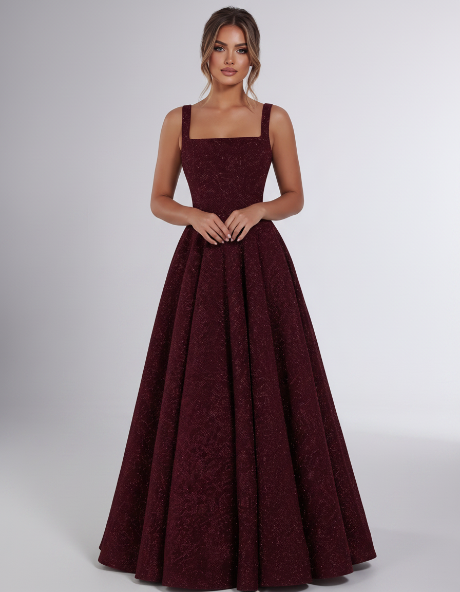 Burgundy Sequin Sleeveless Square Neck A-Line Maxi Dress | Ramblion | SKU: CMD-847362915408731-BURGUNDY-L,CMD-847362915408731-BURGUNDY-M,CMD-847362915408731-BURGUNDY-S,CMD-847362915408731-BURGUNDY-XL,CMD-847362915408731-BURGUNDY-XS