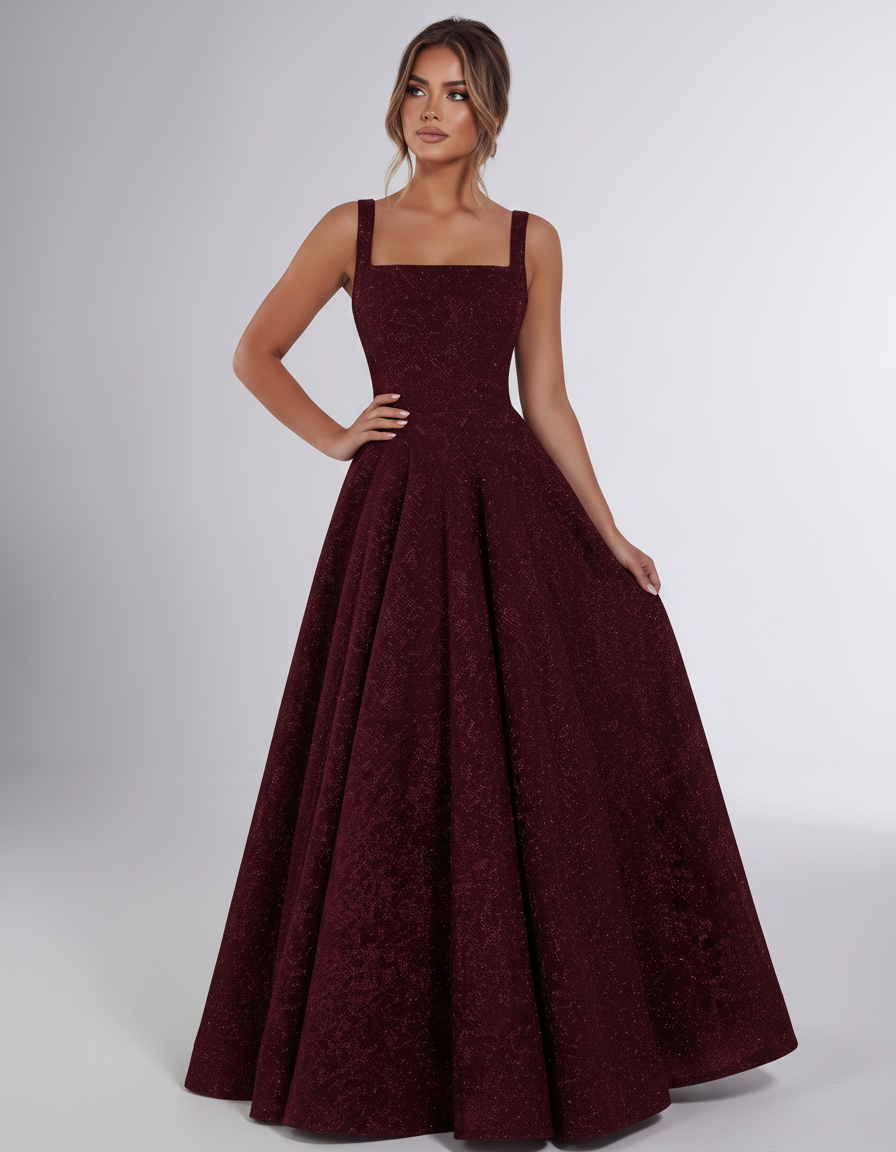 Burgundy Sequin Sleeveless Square Neck A-Line Maxi Dress | Ramblion | SKU: CMD-847362915408731-BURGUNDY-L,CMD-847362915408731-BURGUNDY-M,CMD-847362915408731-BURGUNDY-S,CMD-847362915408731-BURGUNDY-XL,CMD-847362915408731-BURGUNDY-XS