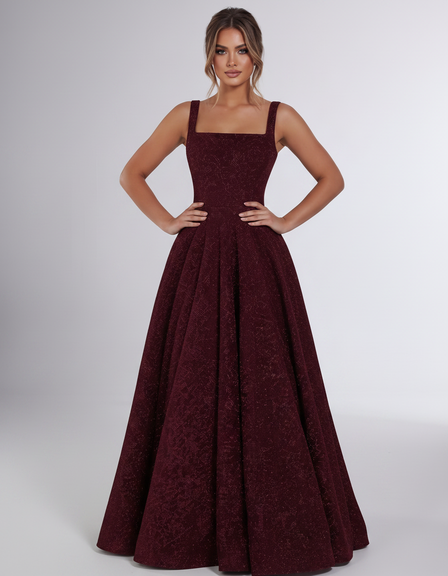 Burgundy Sequin Sleeveless Square Neck A-Line Maxi Dress | Ramblion | SKU: CMD-847362915408731-BURGUNDY-L,CMD-847362915408731-BURGUNDY-M,CMD-847362915408731-BURGUNDY-S,CMD-847362915408731-BURGUNDY-XL,CMD-847362915408731-BURGUNDY-XS