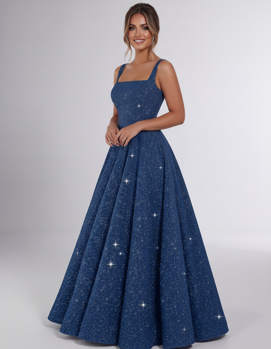Dusty blue Sequin Sleeveless Square Neck A-Line Maxi Dress | Ramblion | SKU: CMD-847362915408731-DUSTYBLUE-L,CMD-847362915408731-DUSTYBLUE-M,CMD-847362915408731-DUSTYBLUE-S,CMD-847362915408731-DUSTYBLUE-XL,CMD-847362915408731-DUSTYBLUE-XS