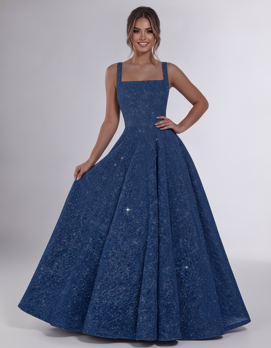 Dusty blue Sequin Sleeveless Square Neck A-Line Maxi Dress | Ramblion | SKU: CMD-847362915408731-DUSTYBLUE-L,CMD-847362915408731-DUSTYBLUE-M,CMD-847362915408731-DUSTYBLUE-S,CMD-847362915408731-DUSTYBLUE-XL,CMD-847362915408731-DUSTYBLUE-XS