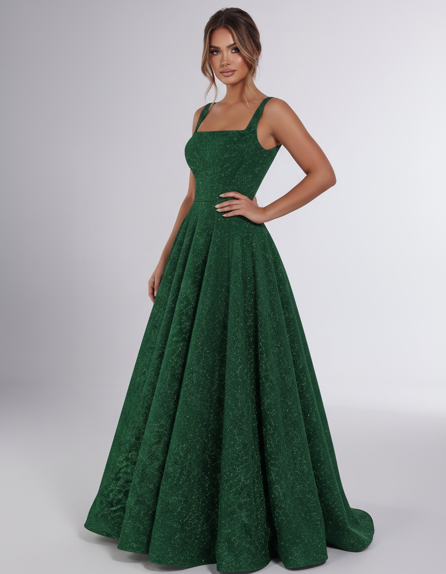 Emerald Sequin Sleeveless Square Neck A-Line Maxi Dress | Ramblion | SKU: CMD-847362915408731-EMERALD-L,CMD-847362915408731-EMERALD-M,CMD-847362915408731-EMERALD-S,CMD-847362915408731-EMERALD-XL,CMD-847362915408731-EMERALD-XS