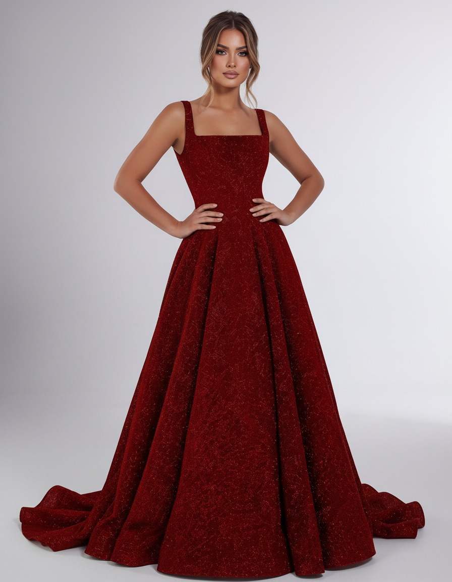 Red Sequin Sleeveless Square Neck A-Line Maxi Dress | Ramblion | SKU: CMD-847362915408731-RED-L,CMD-847362915408731-RED-M,CMD-847362915408731-RED-S,CMD-847362915408731-RED-XL,CMD-847362915408731-RED-XS
