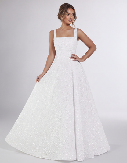 White Sequin Sleeveless Square Neck A-Line Maxi Dress | Ramblion | SKU: CMD-847362915408731-WHITE-L,CMD-847362915408731-WHITE-M,CMD-847362915408731-WHITE-S,CMD-847362915408731-WHITE-XL,CMD-847362915408731-WHITE-XS