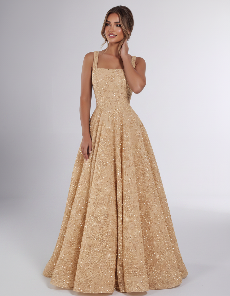Сhampagne Sequin Sleeveless Square Neck A-Line Maxi Dress | Ramblion | SKU: CMD-847362915408731-CHAMPAGNE-L,CMD-847362915408731-CHAMPAGNE-M,CMD-847362915408731-CHAMPAGNE-S,CMD-847362915408731-CHAMPAGNE-XL,CMD-847362915408731-CHAMPAGNE-XS