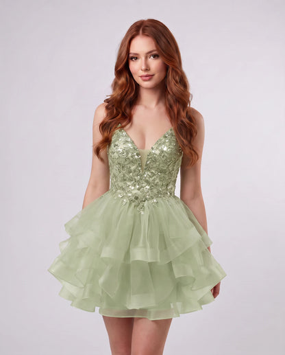 Honorine Mini Dresses — Dusty Sage