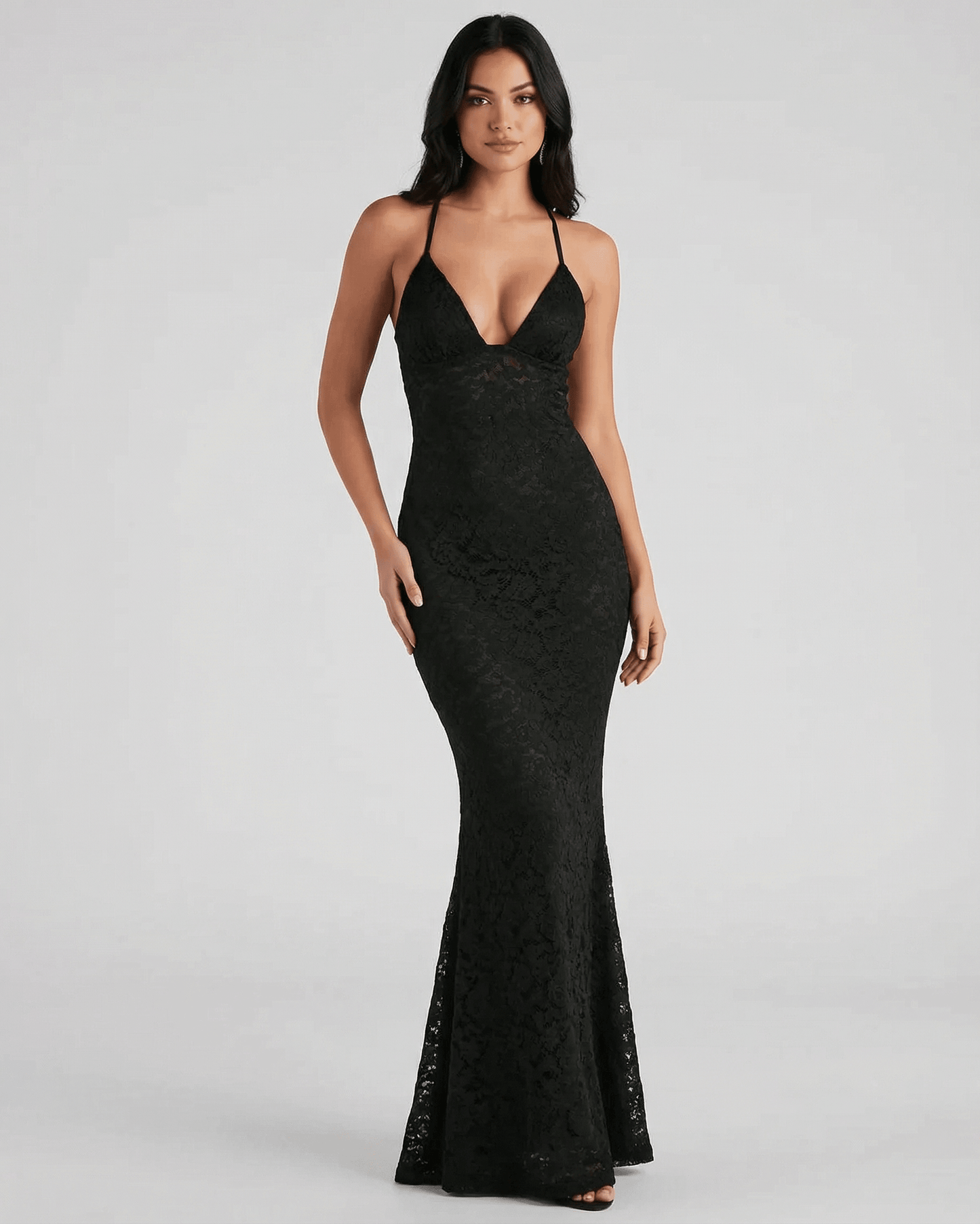 Hope Maxi Dress by RAMBLION, black lace gown with elegant silhouette, perfect for special occasions and chic evenings.