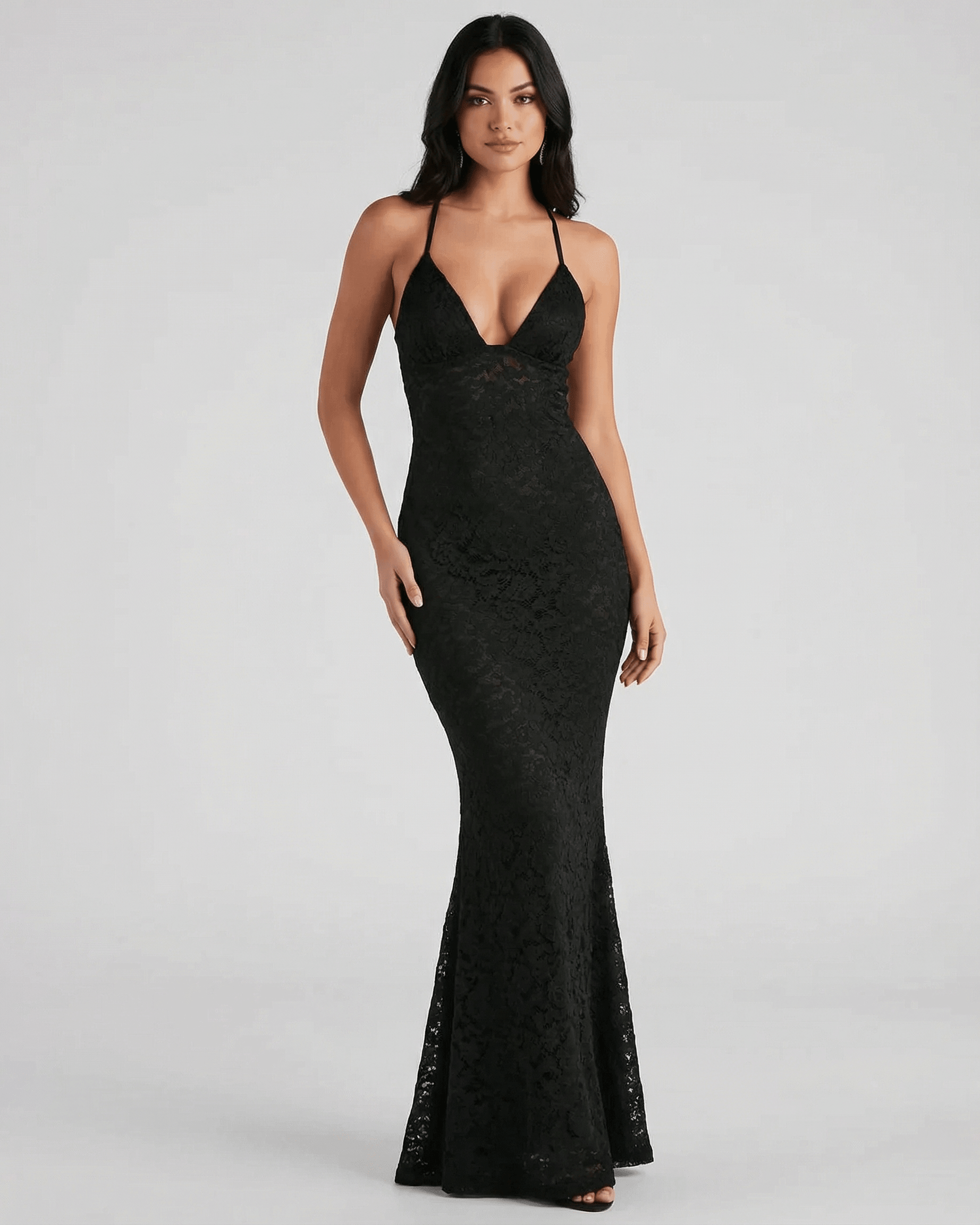 Hope Maxi Dress by RAMBLION, black lace gown with elegant silhouette, perfect for special occasions and chic evenings.