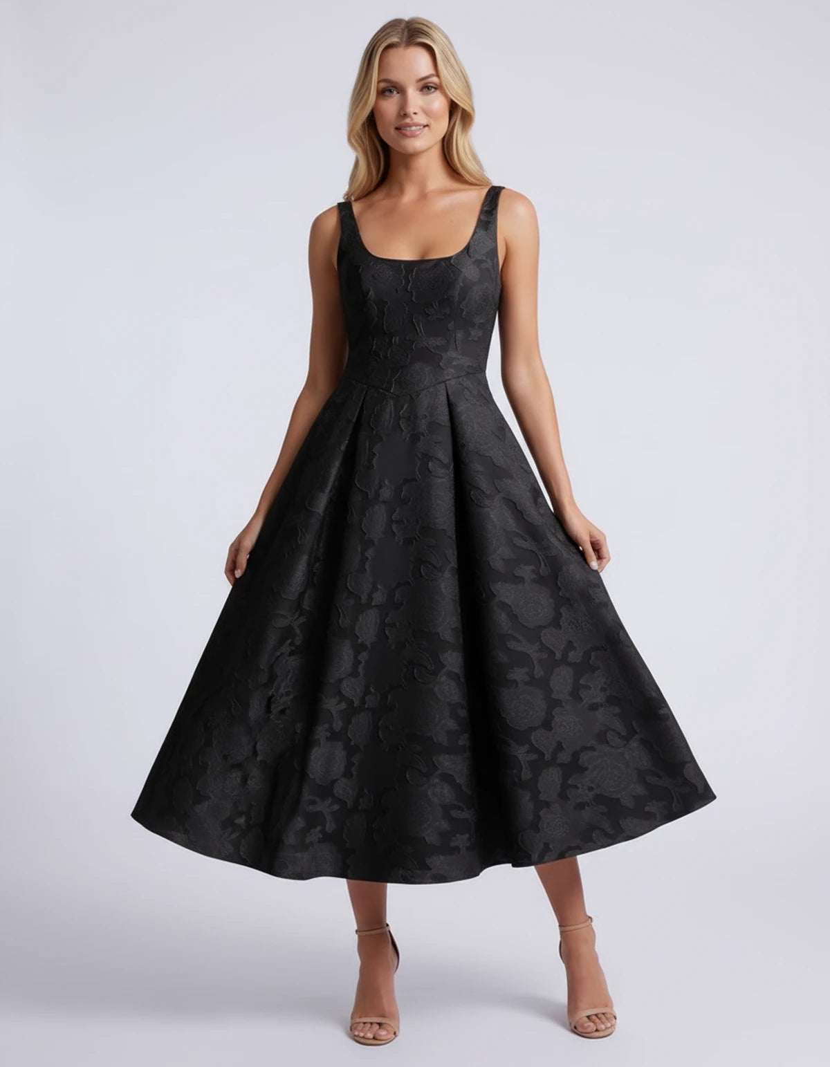Hortensia Midi Dresses — Black | SKU: RB-e2b9e3-black-2,RB-e2b9e3-black-4,RB-e2b9e3-black-6,RB-e2b9e3-black-8,RB-e2b9e3-black-10,RB-e2b9e3-black-12,RB-e2b9e3-black-14,RB-e2b9e3-black-16,RB-e2b9e3-black-16W,RB-e2b9e3-black-18W,RB-e2b9e3-black-20W,RB-e2b9e3-black-22W