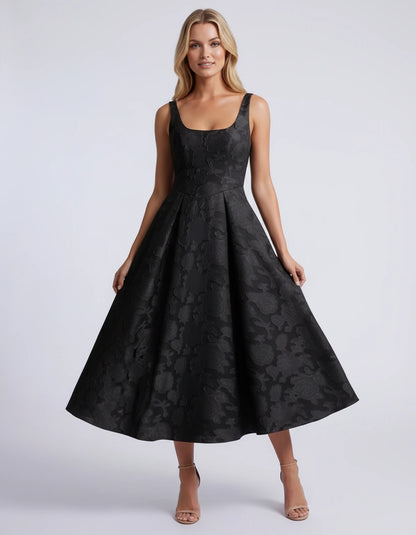 Hortensia Midi Dresses — Black | SKU: RB-e2b9e3-black-2,RB-e2b9e3-black-4,RB-e2b9e3-black-6,RB-e2b9e3-black-8,RB-e2b9e3-black-10,RB-e2b9e3-black-12,RB-e2b9e3-black-14,RB-e2b9e3-black-16,RB-e2b9e3-black-16W,RB-e2b9e3-black-18W,RB-e2b9e3-black-20W,RB-e2b9e3-black-22W