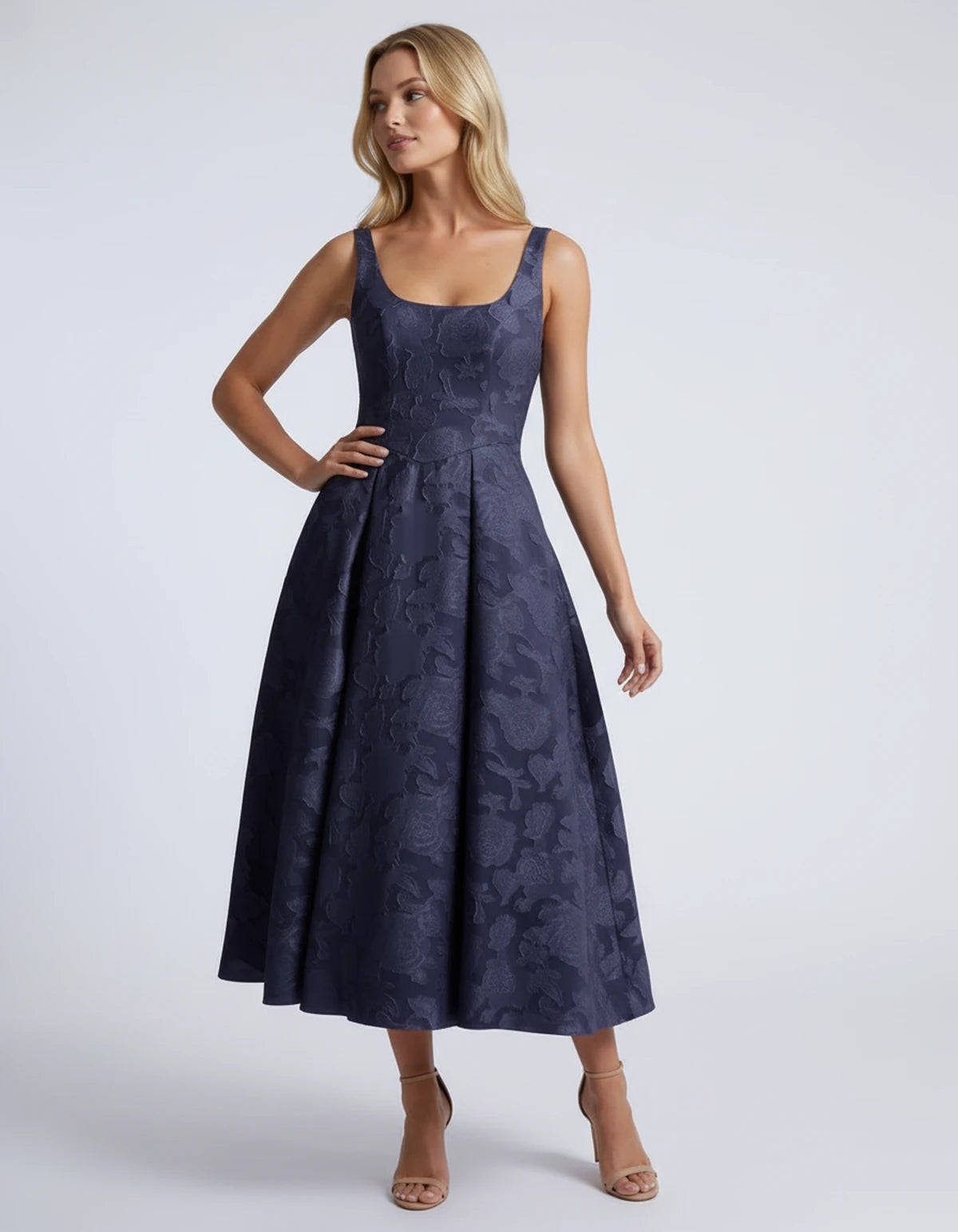 Hortensia Midi Dresses — Navy | SKU: RB-e2b9e3-navy-2,RB-e2b9e3-navy-4,RB-e2b9e3-navy-6,RB-e2b9e3-navy-8,RB-e2b9e3-navy-10,RB-e2b9e3-navy-12,RB-e2b9e3-navy-14,RB-e2b9e3-navy-16,RB-e2b9e3-navy-16W,RB-e2b9e3-navy-18W,RB-e2b9e3-navy-20W,RB-e2b9e3-navy-22W