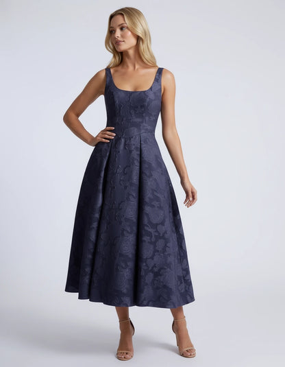 Hortensia Midi Dresses — Navy | SKU: RB-e2b9e3-navy-2,RB-e2b9e3-navy-4,RB-e2b9e3-navy-6,RB-e2b9e3-navy-8,RB-e2b9e3-navy-10,RB-e2b9e3-navy-12,RB-e2b9e3-navy-14,RB-e2b9e3-navy-16,RB-e2b9e3-navy-16W,RB-e2b9e3-navy-18W,RB-e2b9e3-navy-20W,RB-e2b9e3-navy-22W