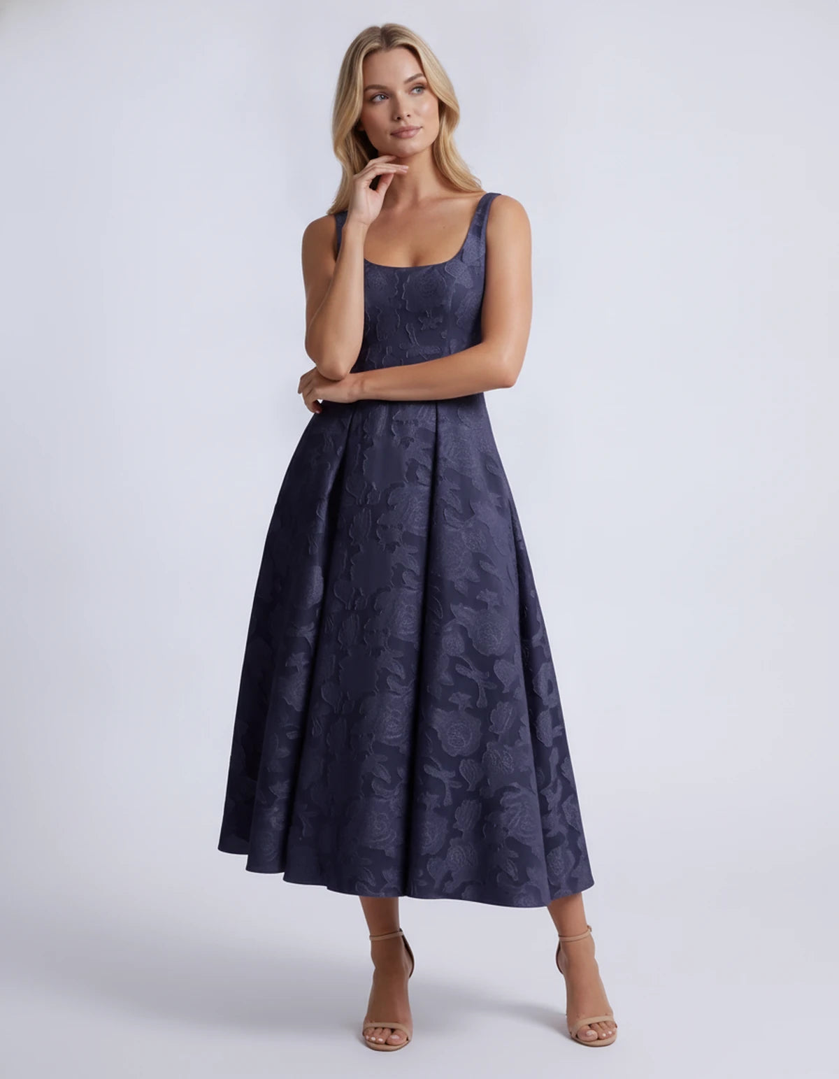 Hortensia Midi Dresses — Navy | SKU: RB-e2b9e3-navy-2,RB-e2b9e3-navy-4,RB-e2b9e3-navy-6,RB-e2b9e3-navy-8,RB-e2b9e3-navy-10,RB-e2b9e3-navy-12,RB-e2b9e3-navy-14,RB-e2b9e3-navy-16,RB-e2b9e3-navy-16W,RB-e2b9e3-navy-18W,RB-e2b9e3-navy-20W,RB-e2b9e3-navy-22W