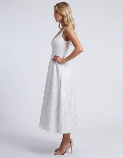 Hortensia Midi Dresses — White | SKU: RB-e2b9e3-white-2,RB-e2b9e3-white-4,RB-e2b9e3-white-6,RB-e2b9e3-white-8,RB-e2b9e3-white-10,RB-e2b9e3-white-12,RB-e2b9e3-white-14,RB-e2b9e3-white-16,RB-e2b9e3-white-16W,RB-e2b9e3-white-18W,RB-e2b9e3-white-20W,RB-e2b9e3-white-22W
