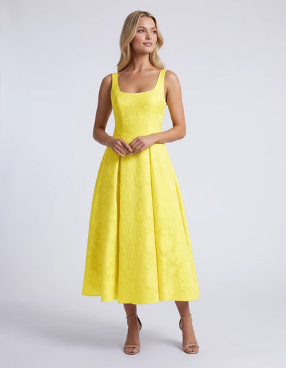 Hortensia Midi Dresses — Yellow | SKU: RB-e2b9e3-yellow-2,RB-e2b9e3-yellow-4,RB-e2b9e3-yellow-6,RB-e2b9e3-yellow-8,RB-e2b9e3-yellow-10,RB-e2b9e3-yellow-12,RB-e2b9e3-yellow-14,RB-e2b9e3-yellow-16,RB-e2b9e3-yellow-16W,RB-e2b9e3-yellow-18W,RB-e2b9e3-yellow-20W,RB-e2b9e3-yellow-22W