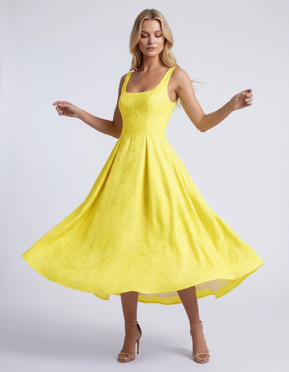 Hortensia Midi Dresses — Yellow | SKU: RB-e2b9e3-yellow-2,RB-e2b9e3-yellow-4,RB-e2b9e3-yellow-6,RB-e2b9e3-yellow-8,RB-e2b9e3-yellow-10,RB-e2b9e3-yellow-12,RB-e2b9e3-yellow-14,RB-e2b9e3-yellow-16,RB-e2b9e3-yellow-16W,RB-e2b9e3-yellow-18W,RB-e2b9e3-yellow-20W,RB-e2b9e3-yellow-22W