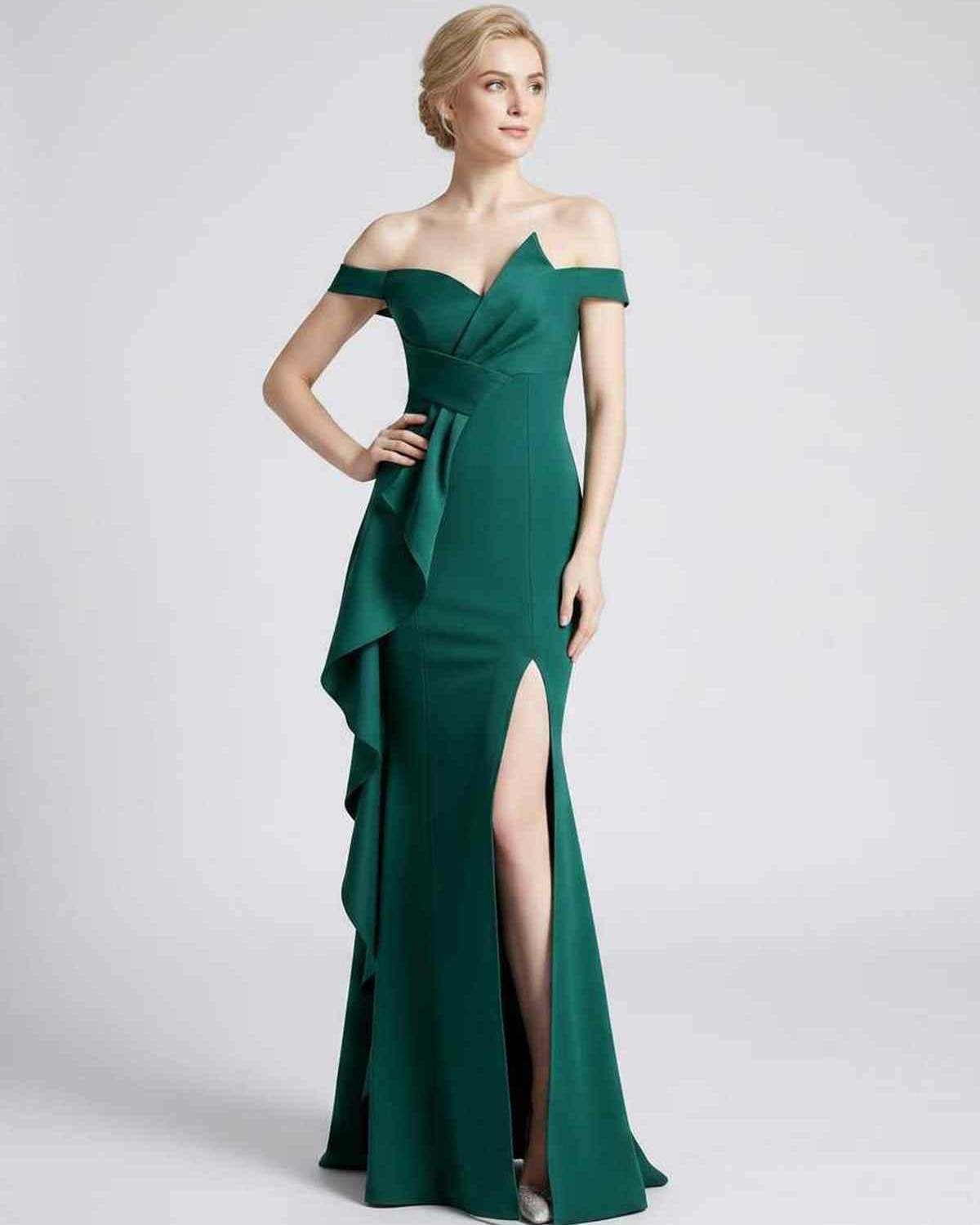 Ramblion Ilara maxi dress — off-shoulder neckline · back view · styled for prom season