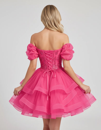 Immortelle Mini Dresses — Bright Pink | SKU: RB-13a961-bright31-2,RB-13a961-bright31-4,RB-13a961-bright31-6,RB-13a961-bright31-8,RB-13a961-bright31-10,RB-13a961-bright31-12,RB-13a961-bright31-14,RB-13a961-bright31-16,RB-13a961-bright31-16W,RB-13a961-bright31-18W,RB-13a961-bright31-20W,RB-13a961-bright31-22W