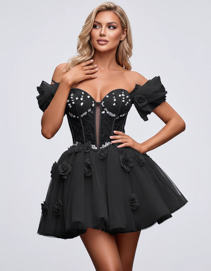 Imogen Mini Dress — Black | SKU: RB-19044a-black-2,RB-19044a-black-4,RB-19044a-black-6,RB-19044a-black-8,RB-19044a-black-10,RB-19044a-black-12,RB-19044a-black-14,RB-19044a-black-14W,RB-19044a-black-16,RB-19044a-black-16W,RB-19044a-black-18W,RB-19044a-black-20W