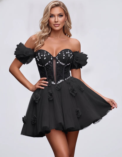 Imogen Mini Dress — Black | SKU: RB-19044a-black-2,RB-19044a-black-4,RB-19044a-black-6,RB-19044a-black-8,RB-19044a-black-10,RB-19044a-black-12,RB-19044a-black-14,RB-19044a-black-14W,RB-19044a-black-16,RB-19044a-black-16W,RB-19044a-black-18W,RB-19044a-black-20W