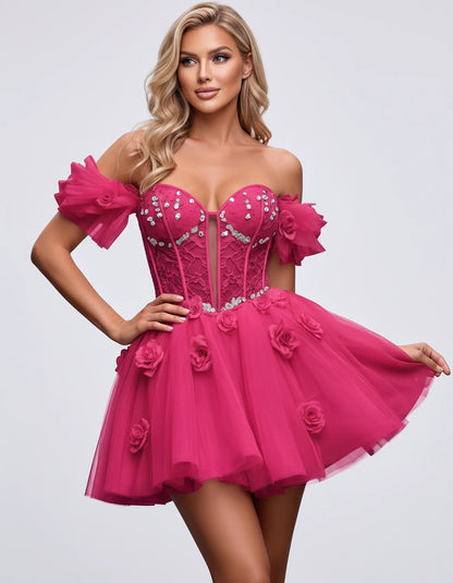 Imogen Mini Dress — Bright Pink | SKU: RB-19044a-bright31-2,RB-19044a-bright31-4,RB-19044a-bright31-6,RB-19044a-bright31-8,RB-19044a-bright31-10,RB-19044a-bright31-12,RB-19044a-bright31-14,RB-19044a-bright31-14W,RB-19044a-bright31-16,RB-19044a-bright31-16W,RB-19044a-bright31-18W,RB-19044a-bright31-20W