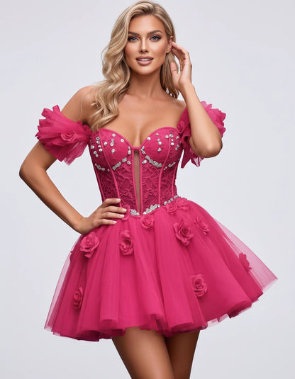 Imogen Mini Dress — Bright Pink | SKU: RB-19044a-bright31-2,RB-19044a-bright31-4,RB-19044a-bright31-6,RB-19044a-bright31-8,RB-19044a-bright31-10,RB-19044a-bright31-12,RB-19044a-bright31-14,RB-19044a-bright31-14W,RB-19044a-bright31-16,RB-19044a-bright31-16W,RB-19044a-bright31-18W,RB-19044a-bright31-20W