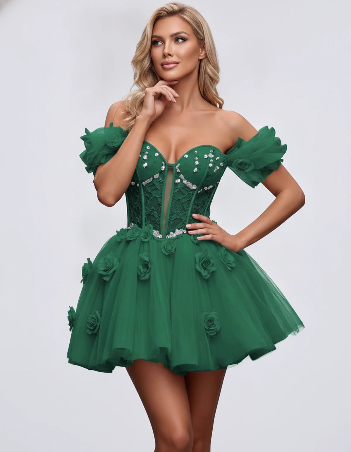 Imogen Mini Dress — Emerald | SKU: RB-19044a-emerald-2,RB-19044a-emerald-4,RB-19044a-emerald-6,RB-19044a-emerald-8,RB-19044a-emerald-10,RB-19044a-emerald-12,RB-19044a-emerald-14,RB-19044a-emerald-14W,RB-19044a-emerald-16,RB-19044a-emerald-16W,RB-19044a-emerald-18W,RB-19044a-emerald-20W