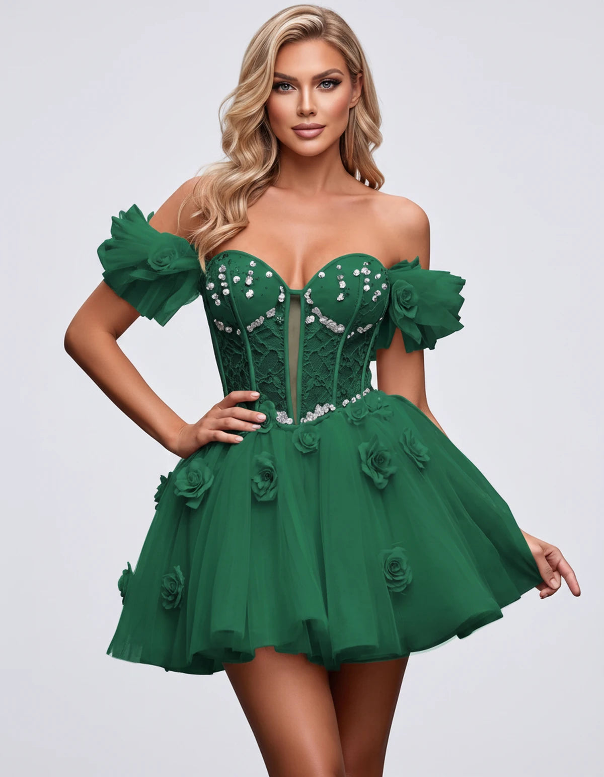 Imogen Mini Dress — Emerald | SKU: RB-19044a-emerald-2,RB-19044a-emerald-4,RB-19044a-emerald-6,RB-19044a-emerald-8,RB-19044a-emerald-10,RB-19044a-emerald-12,RB-19044a-emerald-14,RB-19044a-emerald-14W,RB-19044a-emerald-16,RB-19044a-emerald-16W,RB-19044a-emerald-18W,RB-19044a-emerald-20W