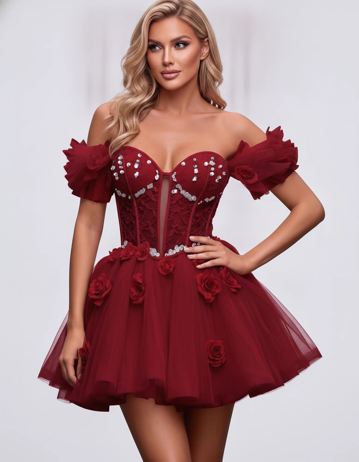 Imogen Mini Dress — Red | SKU: RB-19044a-red-2,RB-19044a-red-4,RB-19044a-red-6,RB-19044a-red-8,RB-19044a-red-10,RB-19044a-red-12,RB-19044a-red-14,RB-19044a-red-14W,RB-19044a-red-16,RB-19044a-red-16W,RB-19044a-red-18W,RB-19044a-red-20W