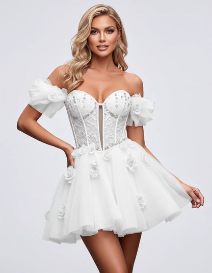 Imogen Mini Dress — White | SKU: RB-19044a-white-2,RB-19044a-white-4,RB-19044a-white-6,RB-19044a-white-8,RB-19044a-white-10,RB-19044a-white-12,RB-19044a-white-14,RB-19044a-white-14W,RB-19044a-white-16,RB-19044a-white-16W,RB-19044a-white-18W,RB-19044a-white-20W