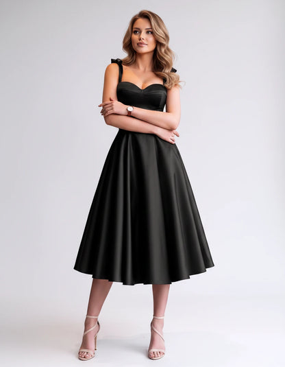 Isabeau Midi Dresses — Black | SKU: RB-d56593-black-2,RB-d56593-black-4,RB-d56593-black-6,RB-d56593-black-8,RB-d56593-black-10,RB-d56593-black-12,RB-d56593-black-14,RB-d56593-black-14W,RB-d56593-black-16,RB-d56593-black-16W,RB-d56593-black-18W,RB-d56593-black-20W