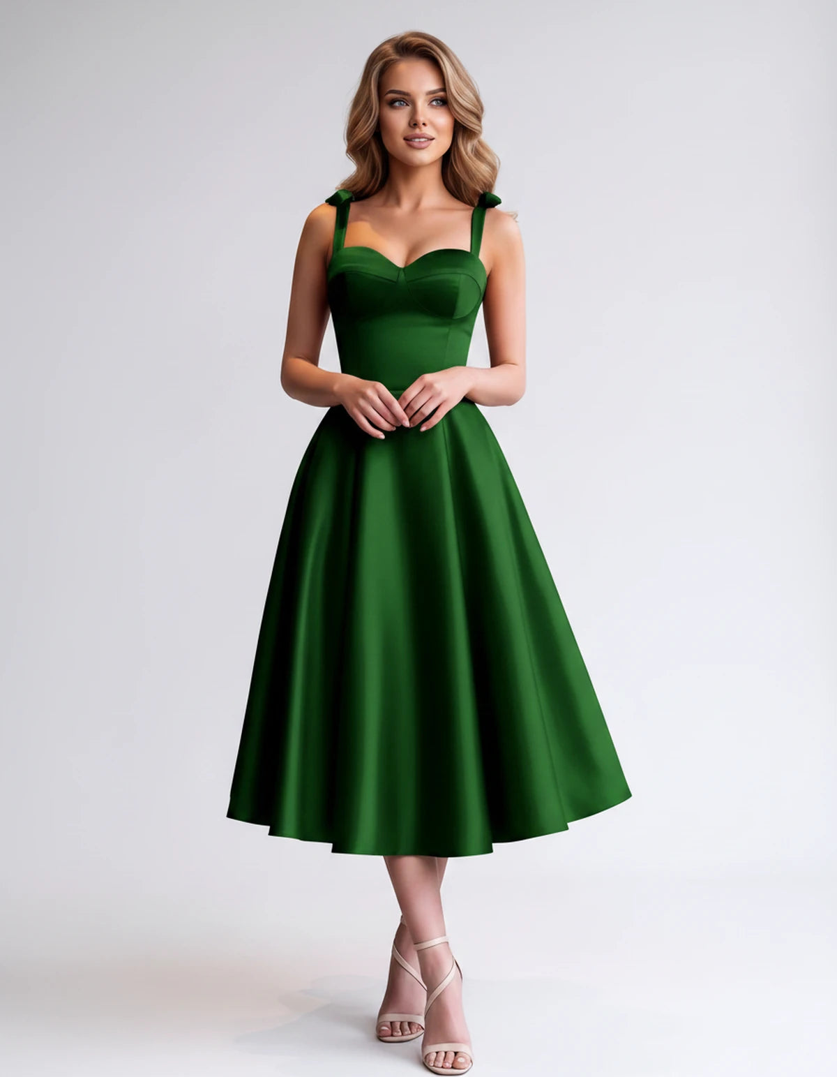 Isabeau Midi Dresses — Green | SKU: RB-d56593-green-2,RB-d56593-green-4,RB-d56593-green-6,RB-d56593-green-8,RB-d56593-green-10,RB-d56593-green-12,RB-d56593-green-14,RB-d56593-green-14W,RB-d56593-green-16,RB-d56593-green-16W,RB-d56593-green-18W,RB-d56593-green-20W