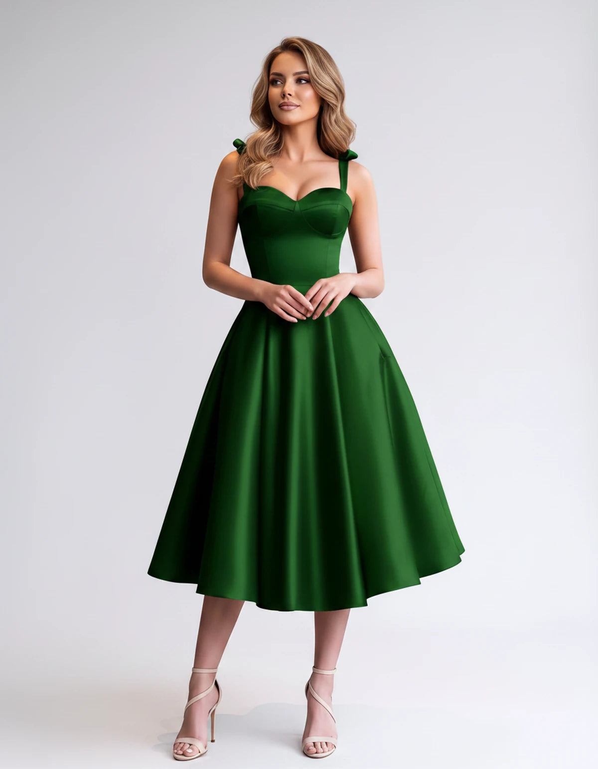 Isabeau Midi Dresses — Green | SKU: RB-d56593-green-2,RB-d56593-green-4,RB-d56593-green-6,RB-d56593-green-8,RB-d56593-green-10,RB-d56593-green-12,RB-d56593-green-14,RB-d56593-green-14W,RB-d56593-green-16,RB-d56593-green-16W,RB-d56593-green-18W,RB-d56593-green-20W