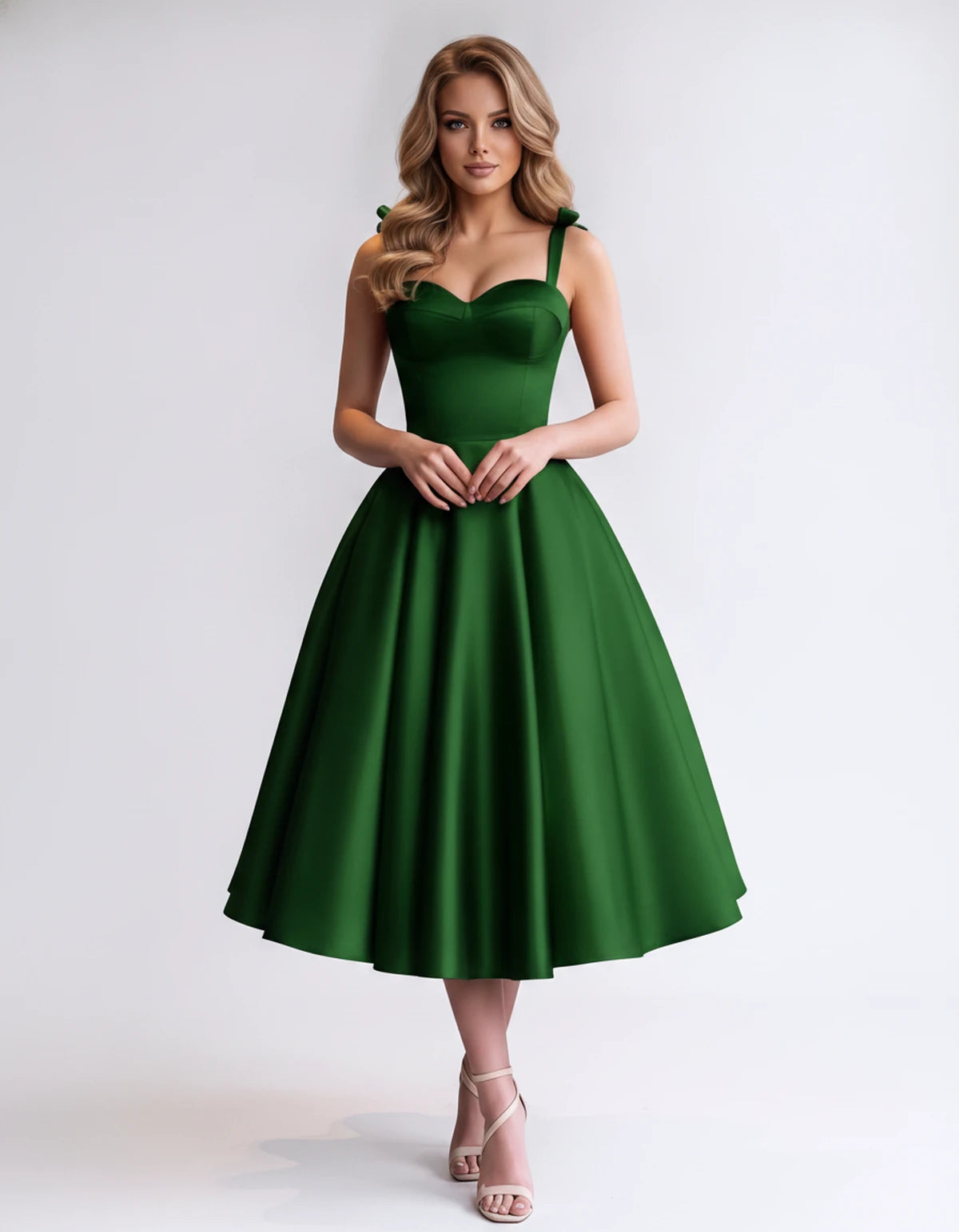 Isabeau Midi Dresses — Green | SKU: RB-d56593-green-2,RB-d56593-green-4,RB-d56593-green-6,RB-d56593-green-8,RB-d56593-green-10,RB-d56593-green-12,RB-d56593-green-14,RB-d56593-green-14W,RB-d56593-green-16,RB-d56593-green-16W,RB-d56593-green-18W,RB-d56593-green-20W