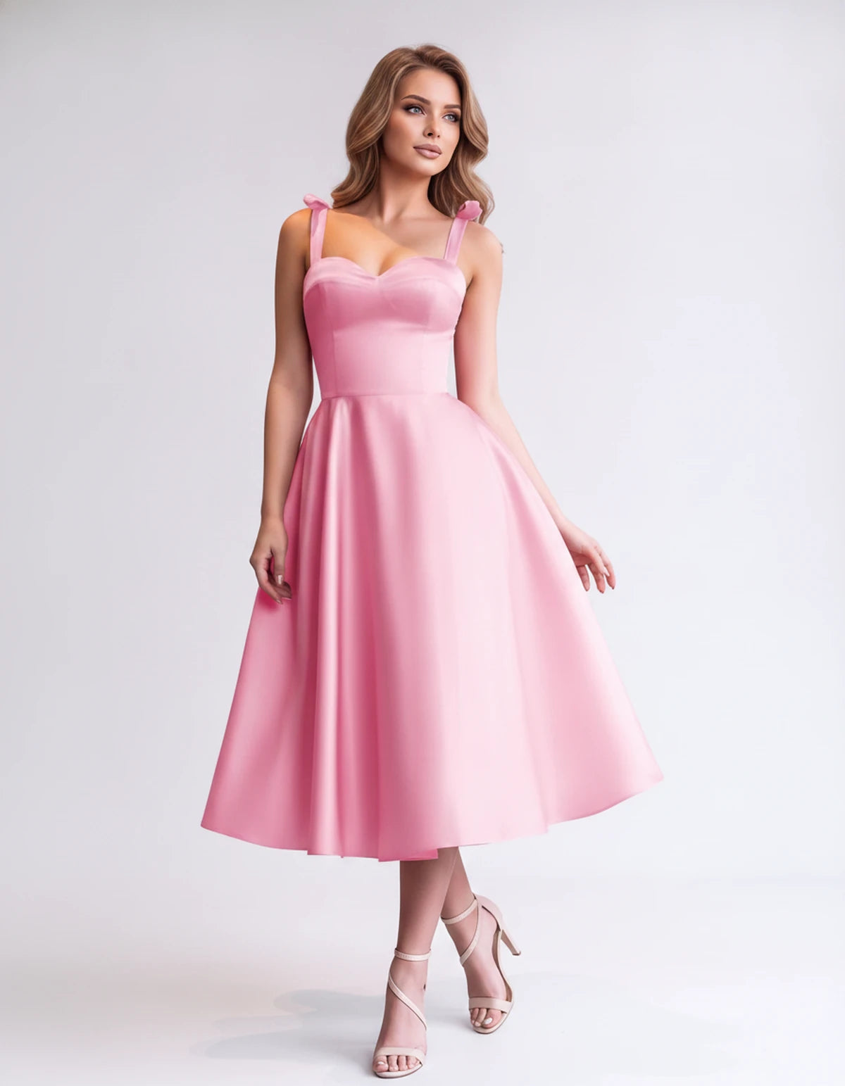 Isabeau Midi Dresses — Pink | SKU: RB-d56593-pink-2,RB-d56593-pink-4,RB-d56593-pink-6,RB-d56593-pink-8,RB-d56593-pink-10,RB-d56593-pink-12,RB-d56593-pink-14,RB-d56593-pink-14W,RB-d56593-pink-16,RB-d56593-pink-16W,RB-d56593-pink-18W,RB-d56593-pink-20W