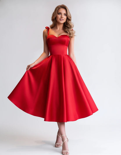 Isabeau Midi Dresses — Red | SKU: RB-d56593-red-2,RB-d56593-red-4,RB-d56593-red-6,RB-d56593-red-8,RB-d56593-red-10,RB-d56593-red-12,RB-d56593-red-14,RB-d56593-red-14W,RB-d56593-red-16,RB-d56593-red-16W,RB-d56593-red-18W,RB-d56593-red-20W
