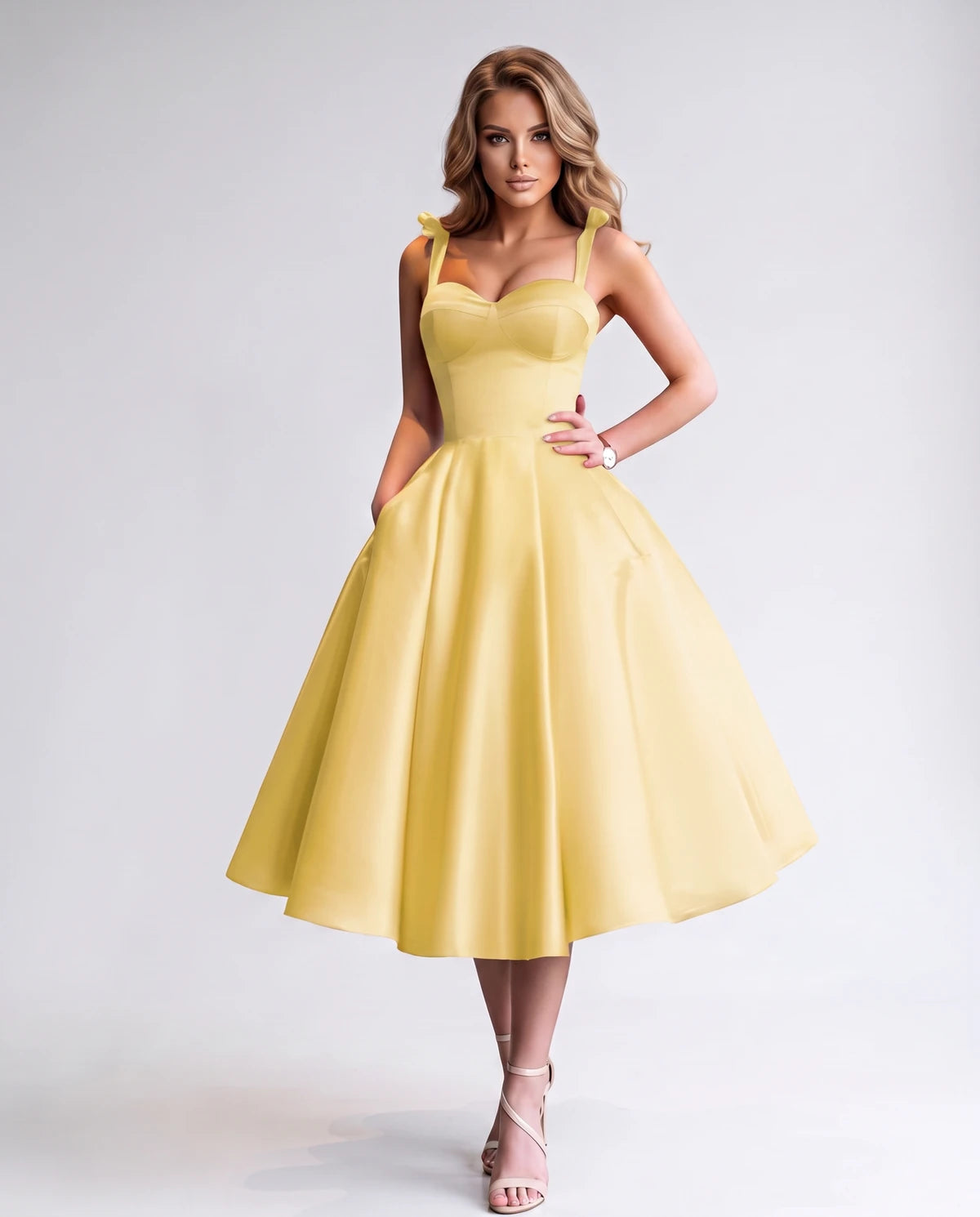 Isabeau Midi Dresses — Yellow