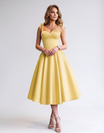 Isabeau Midi Dresses — Yellow | SKU: RB-d56593-yellow-2,RB-d56593-yellow-4,RB-d56593-yellow-6,RB-d56593-yellow-8,RB-d56593-yellow-10,RB-d56593-yellow-12,RB-d56593-yellow-14,RB-d56593-yellow-14W,RB-d56593-yellow-16,RB-d56593-yellow-16W,RB-d56593-yellow-18W,RB-d56593-yellow-20W