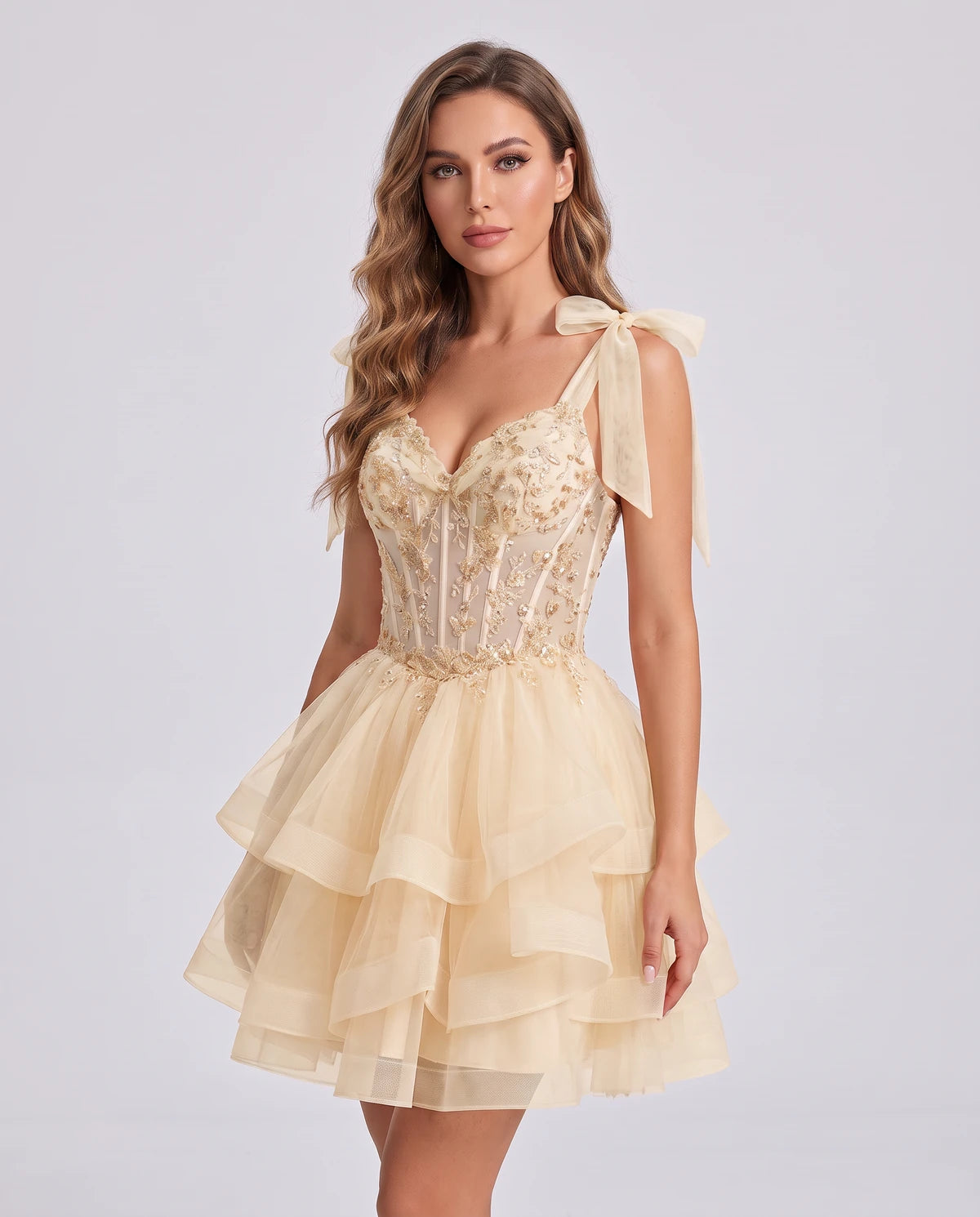 Isaline Mini Dresses — Champagne