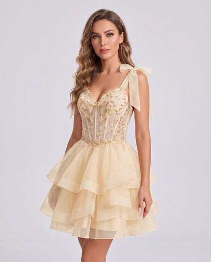 Isaline Mini Dresses — Champagne